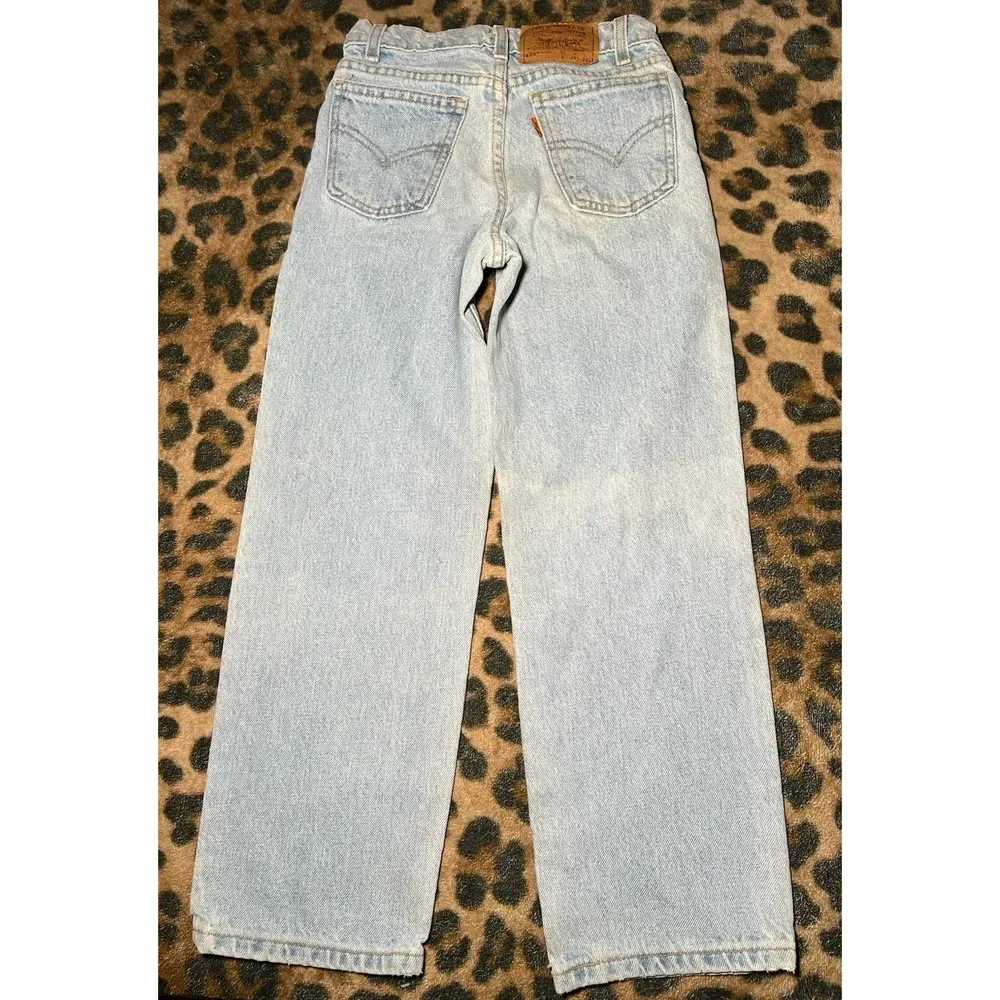 Levi's Jeans Kids Size 9 Relgular Fit 550 Denim Orange Tab Vintage